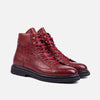 Aiden Red Crocskin Leather Combat Boots