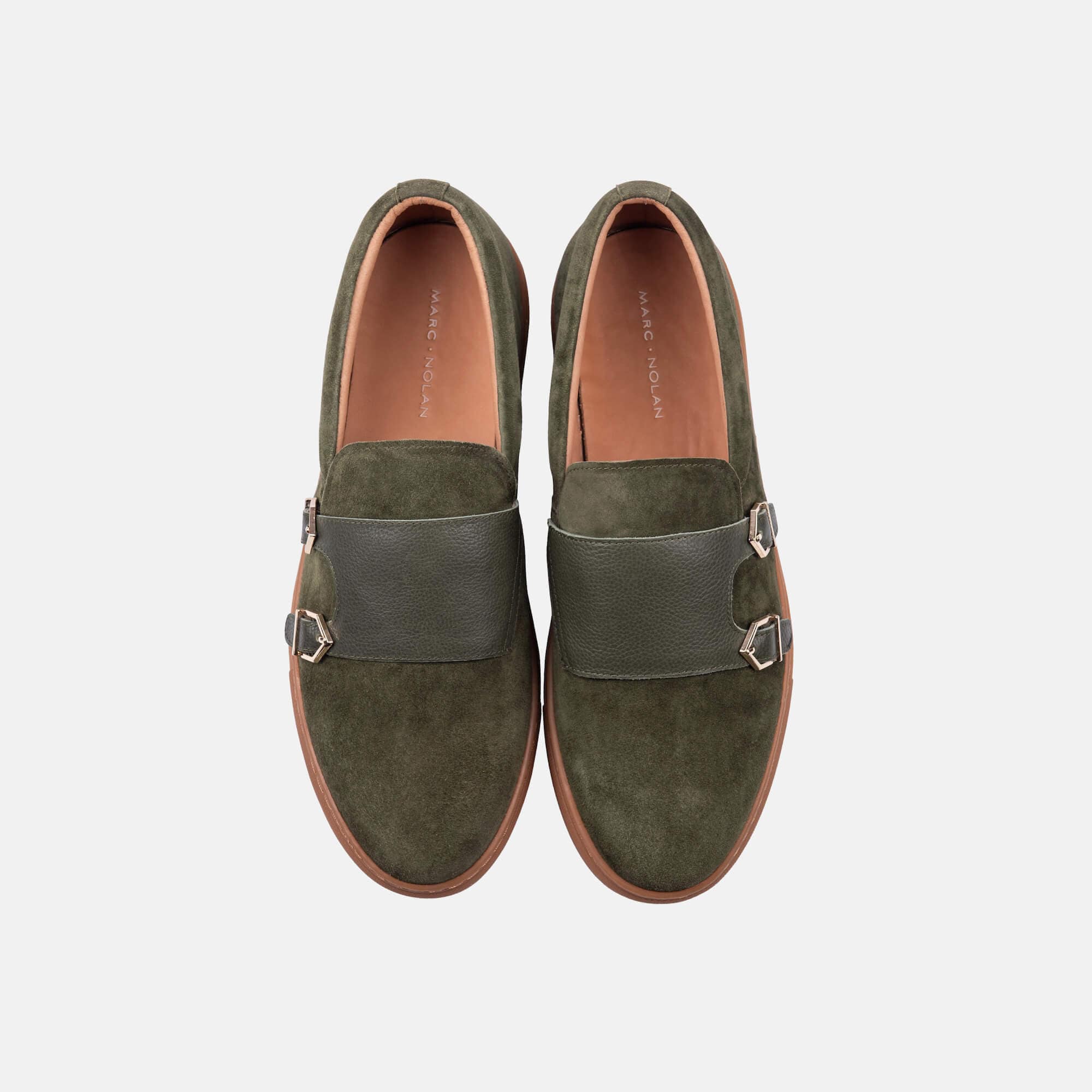 Kyler Olive Leather Monk Strap Sneakers