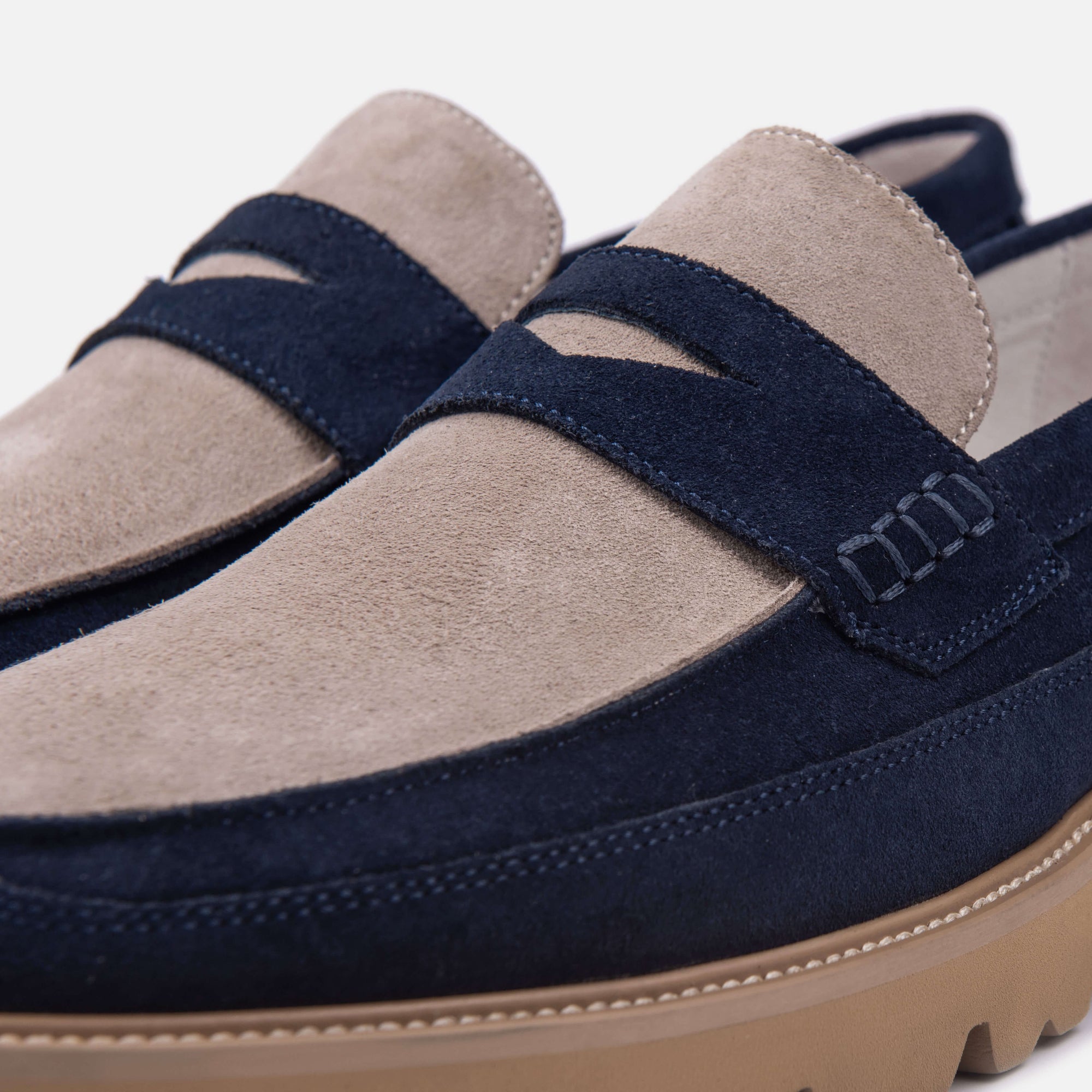 Lug Sole Loafer in Navy Suede
