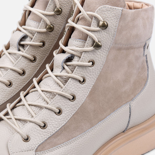 Aiden Navajo Beige Leather Combat Boots