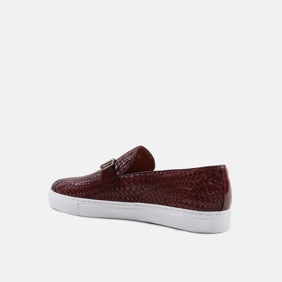 Boardwalk Crimson Woven Leather Horse-Bit Sneakers - Marc Nolan