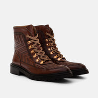Bond Cognac Matelassé Leather Combat Boots