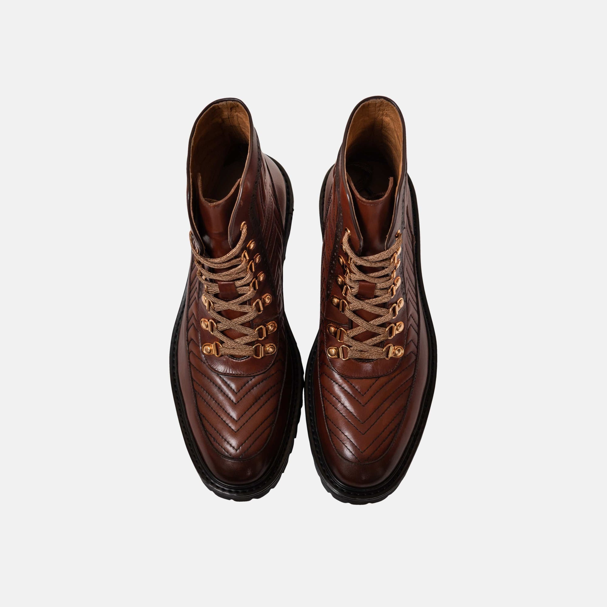 Bond Cognac Matelassé Leather Combat Boots