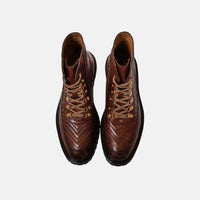 Bond Cognac Matelassé Leather Combat Boots