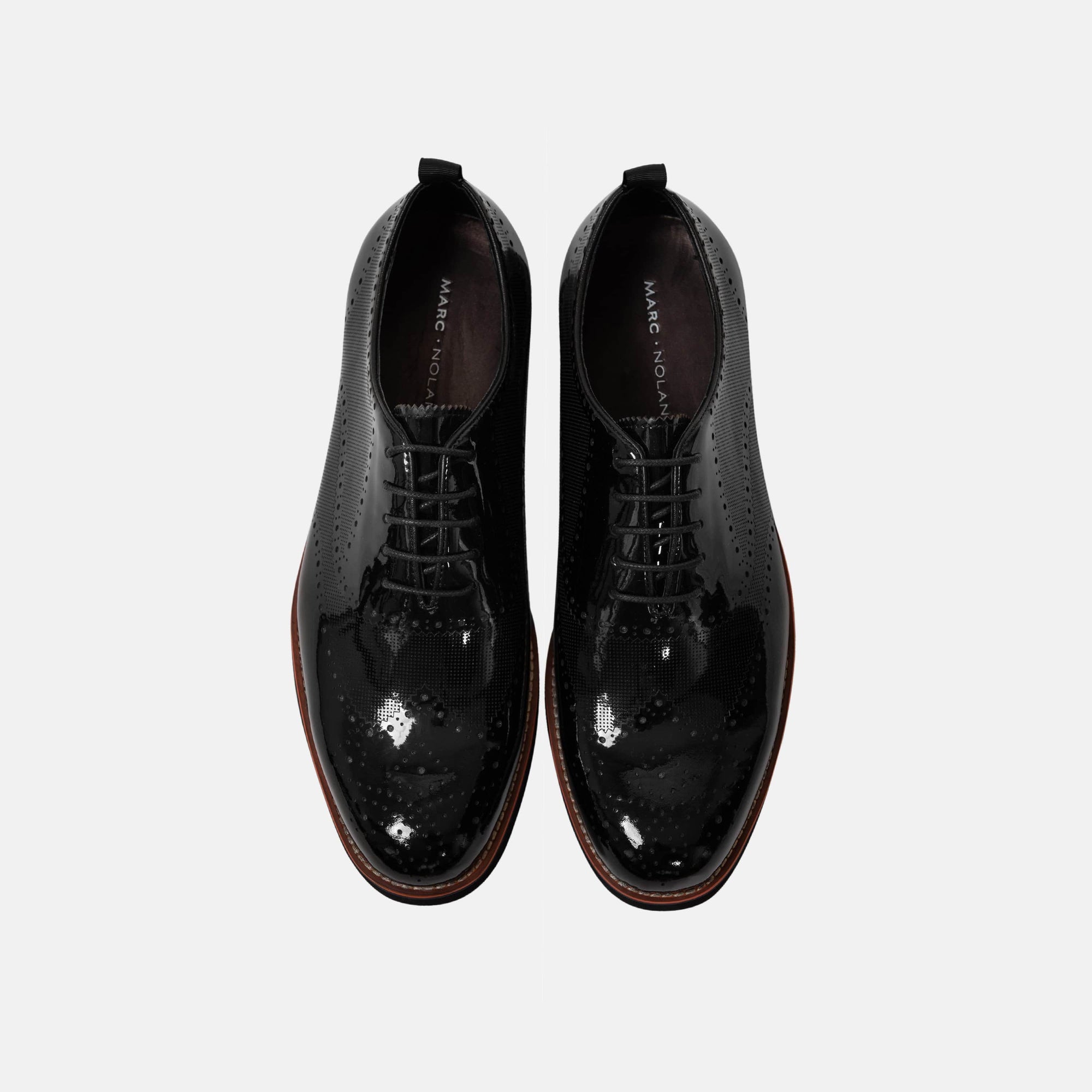 Oscar Black Patent Leather Wholecut Sneakers - Marc