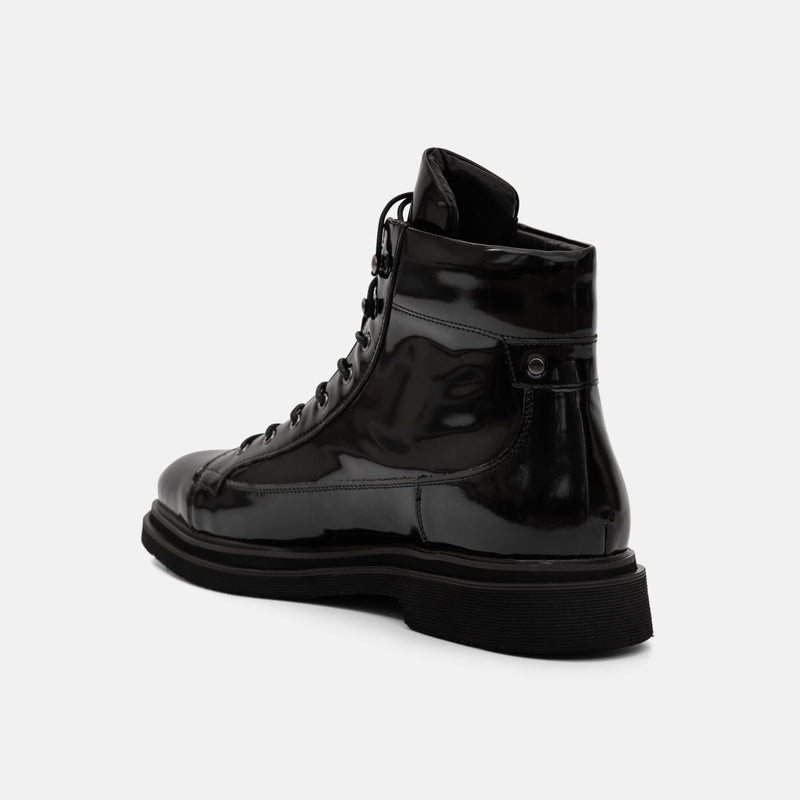 Aiden Black Leather Combat Boots - Marc Nolan