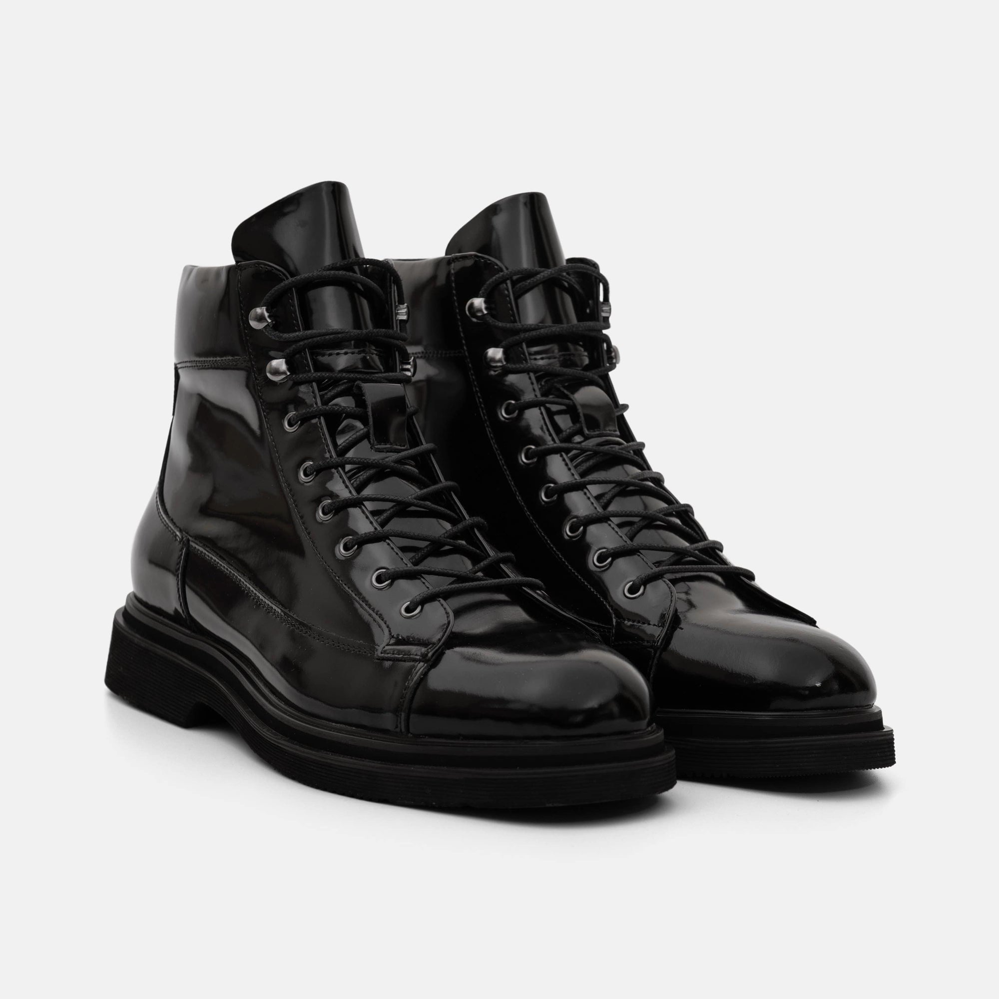 Aiden Black Leather Combat Boots - Leather - Size: 14 by Marc Nolan