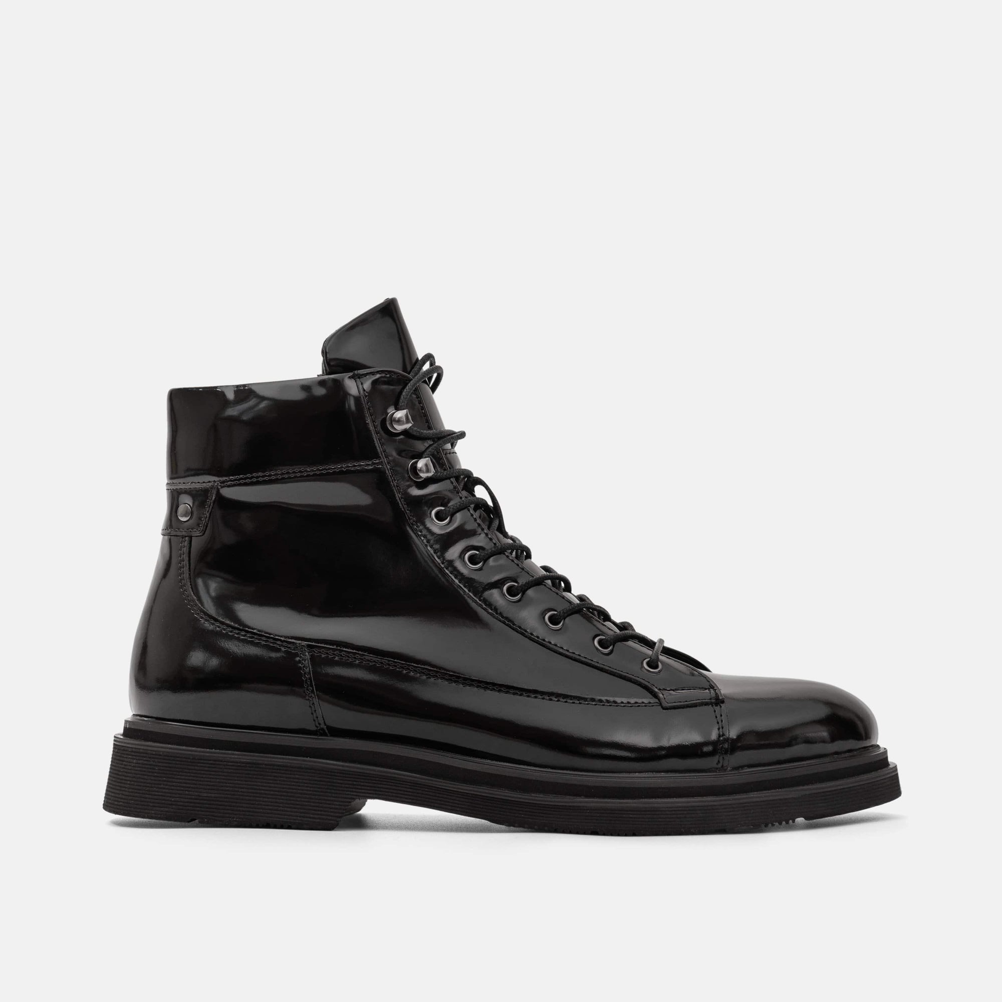 Aiden Black Leather Combat Boots - Marc Nolan