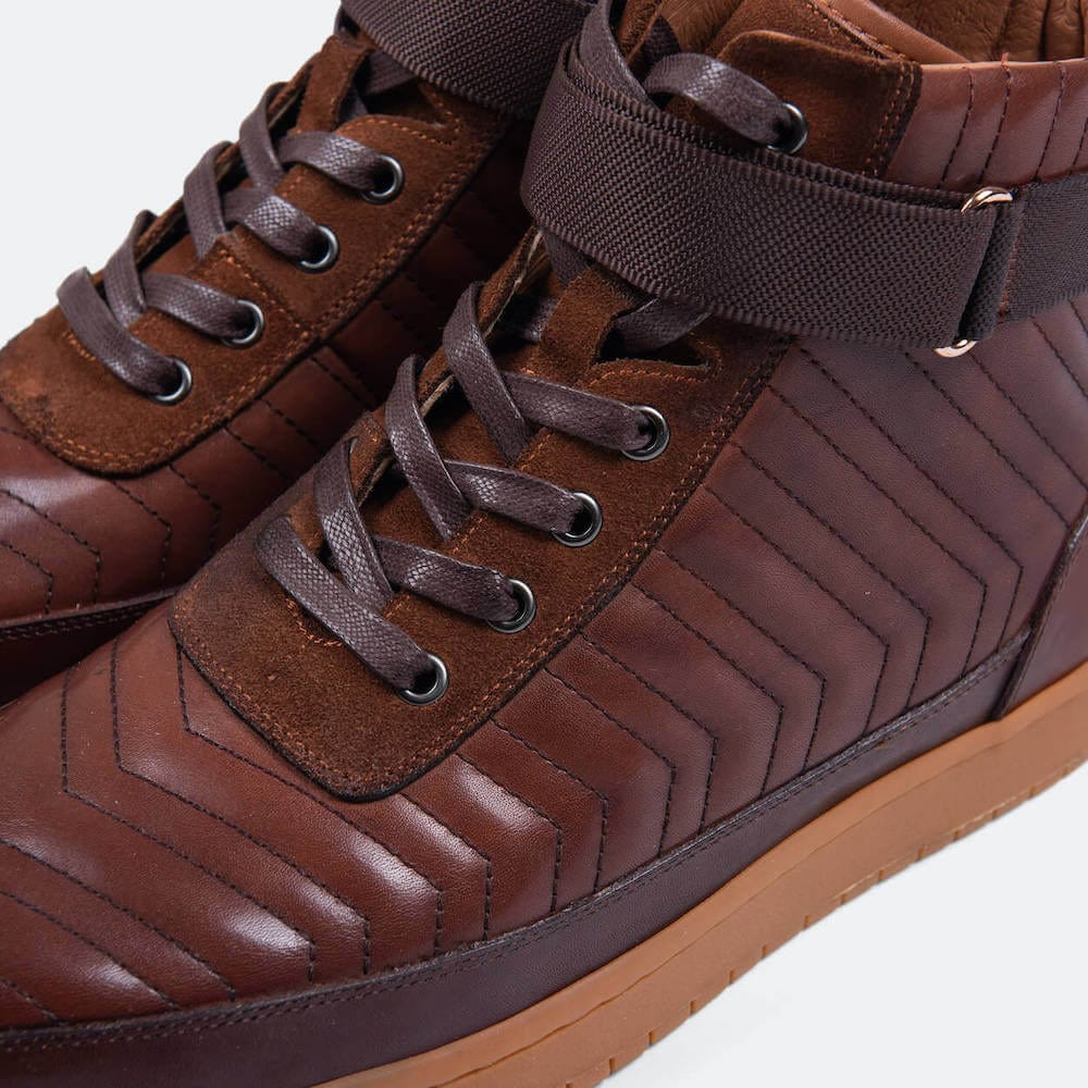 Yesler Caramel Leather High Top Sneakers