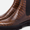 Dax Brown Crocskin Leather Chelsea Boots