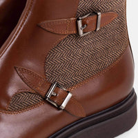 Grant Cognac Leather Buckle Boots