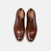 Idris Cognac Leather Whole Cut Lace Up Sneakers