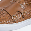 Kyler Cognac Woven Leather Monk Strap Sneakers