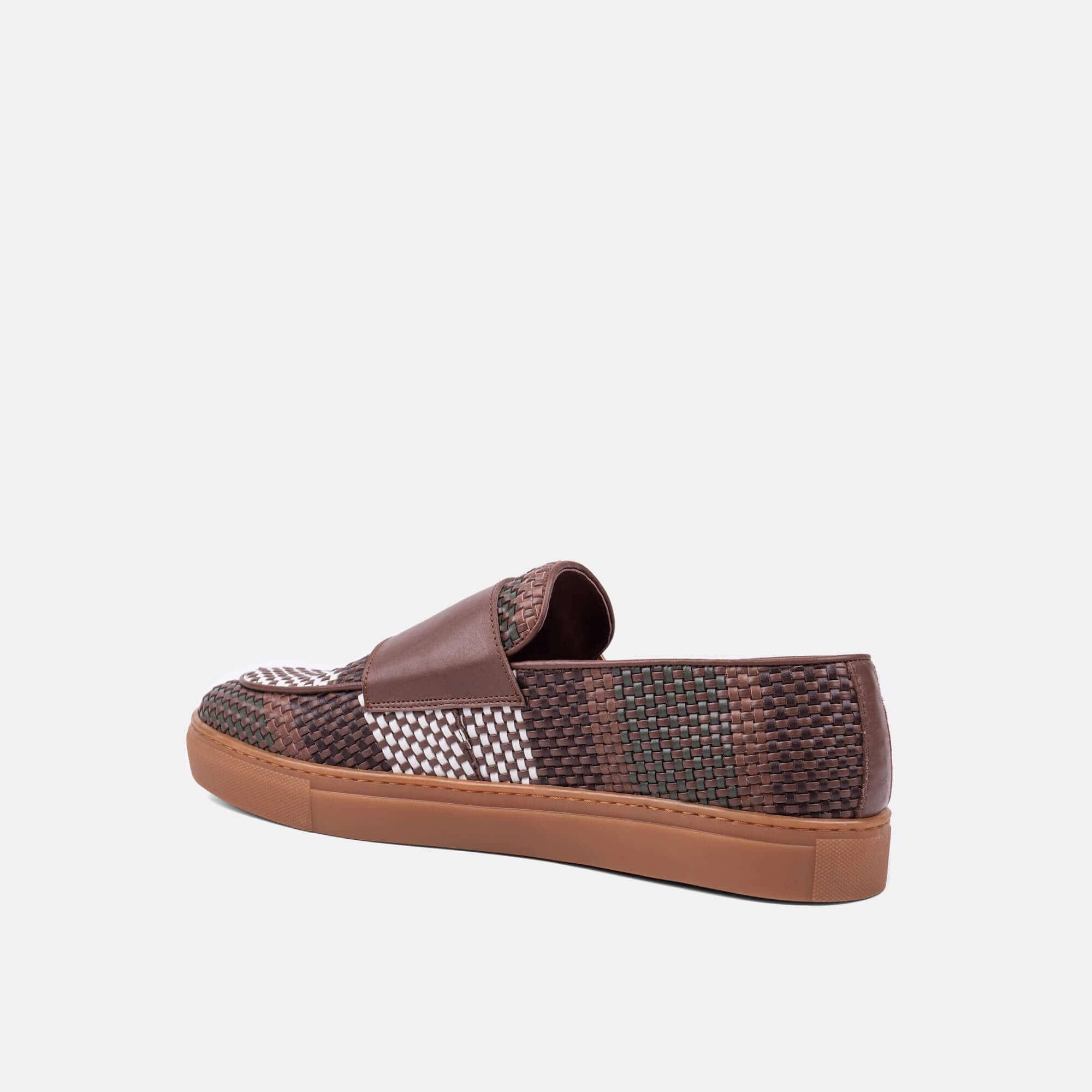 Kyler Sequoia Woven Leather Monk Strap Sneakers