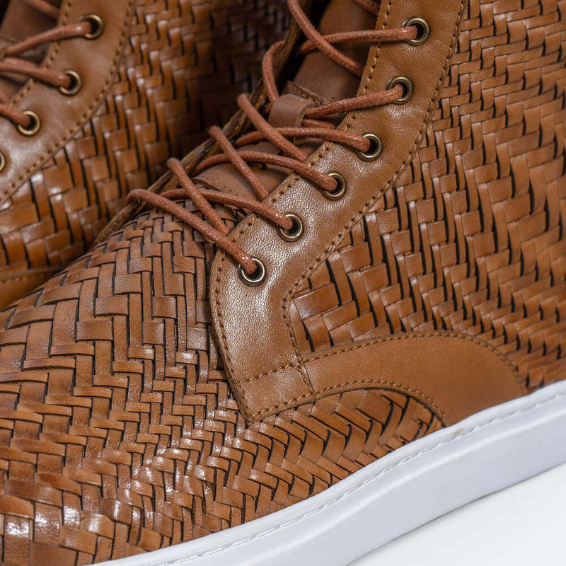 Magnus Brandy Woven Leather High Top Sneakers - Marc Nolan
