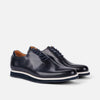Idris Navy Leather Whole Cut Lace Up Sneakers