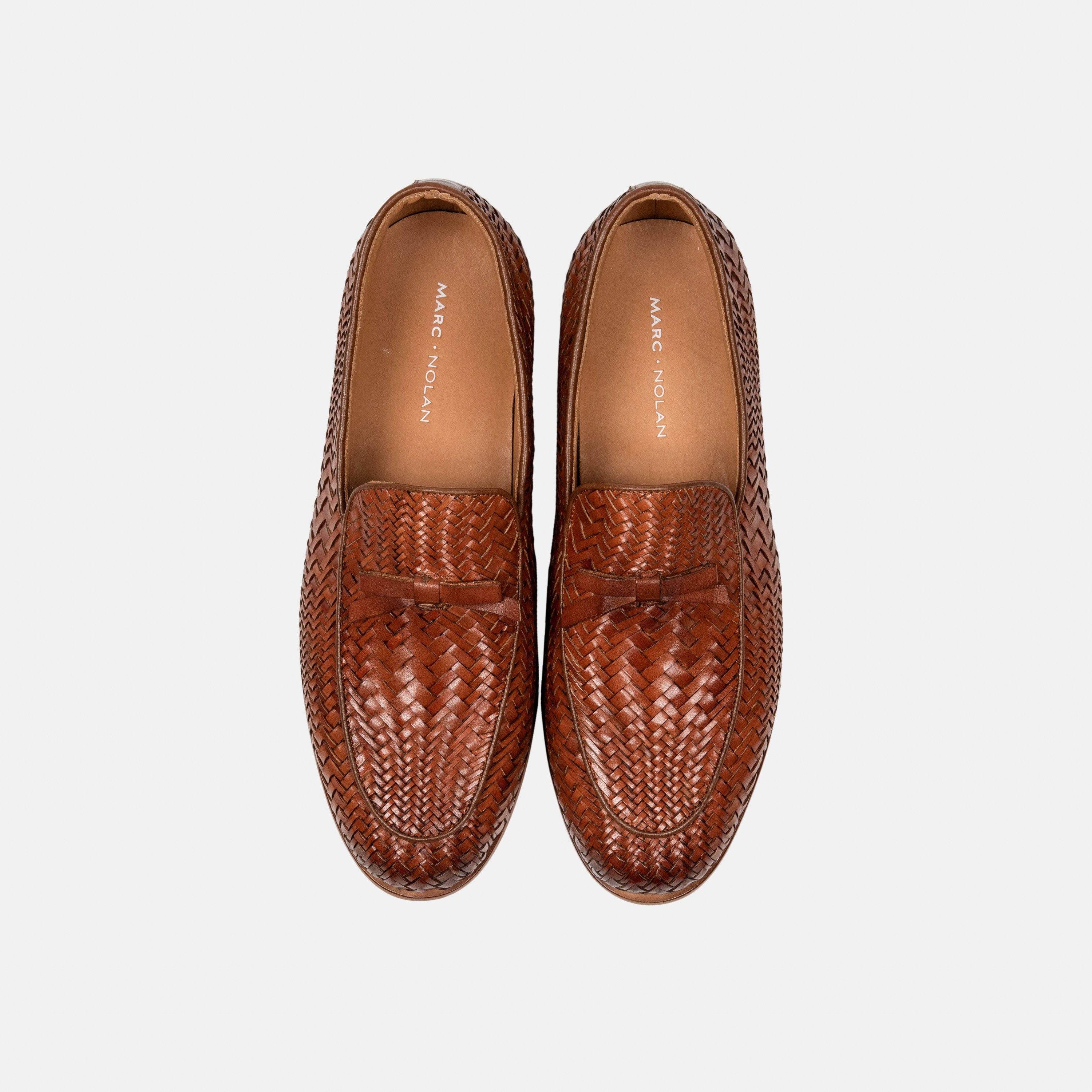 Odell Caramel Woven Leather Belgian Loafers