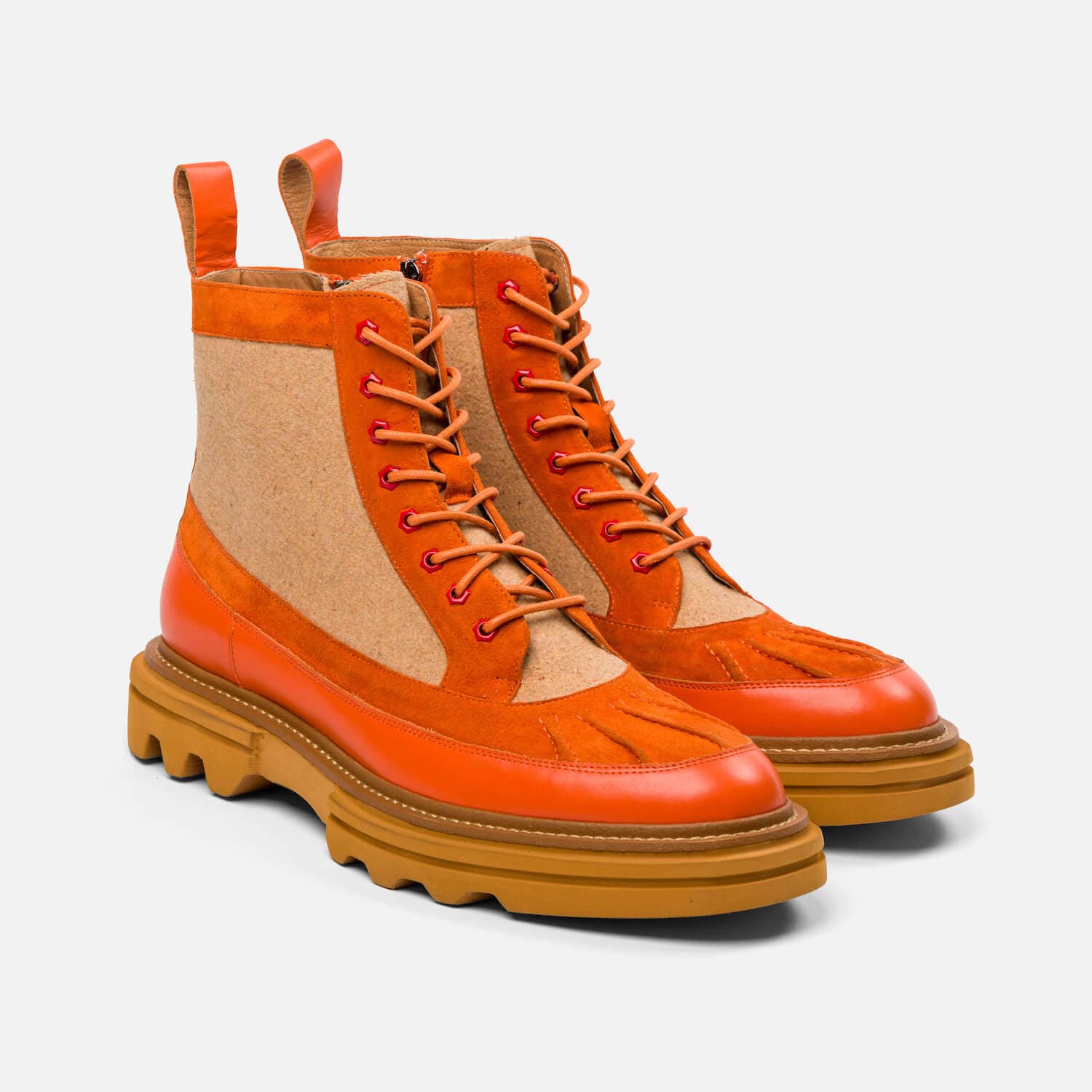 Odin Solar Orange Leather Combat Boots