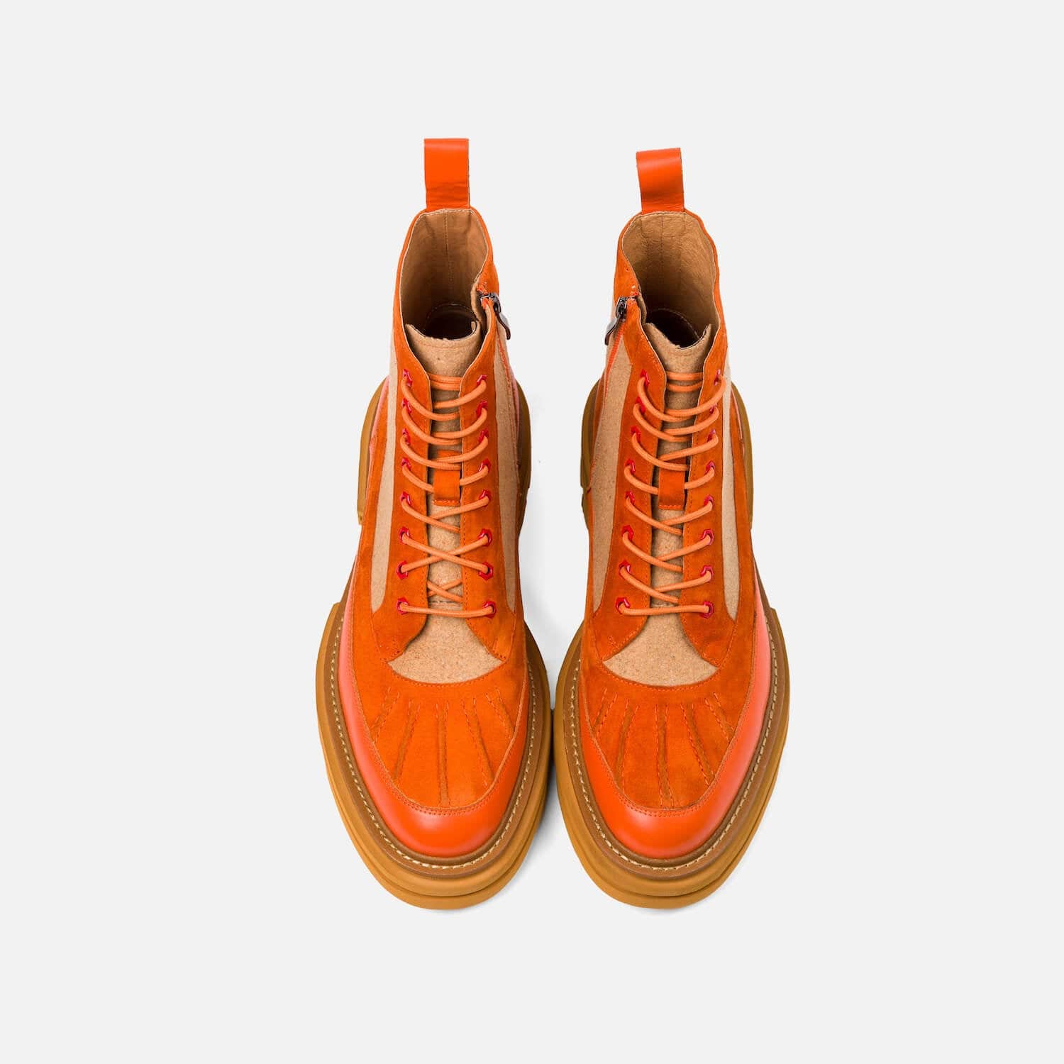 Odin Solar Orange Leather Combat Boots