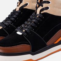 Poseidon Tigers Eye Leather and Suede High Top Sneakers
