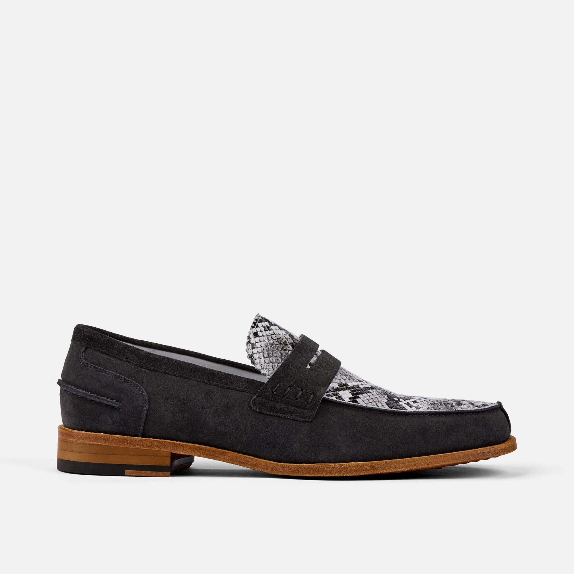Abe Smoke Suede Penny Loafers
