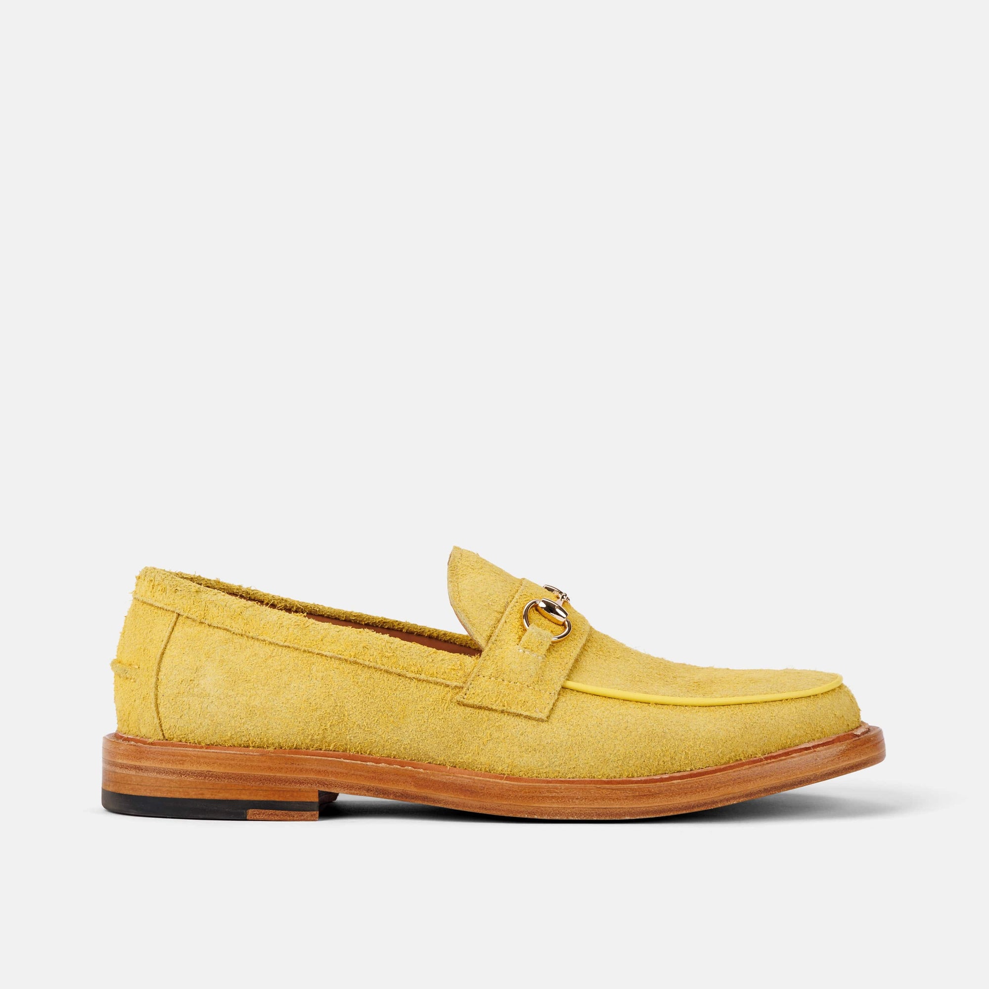 Boardwalk Canary Yellow Suede Horse-Bit Loafers