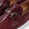 Boardwalk Crimson Woven Leather Horse-Bit Sneakers