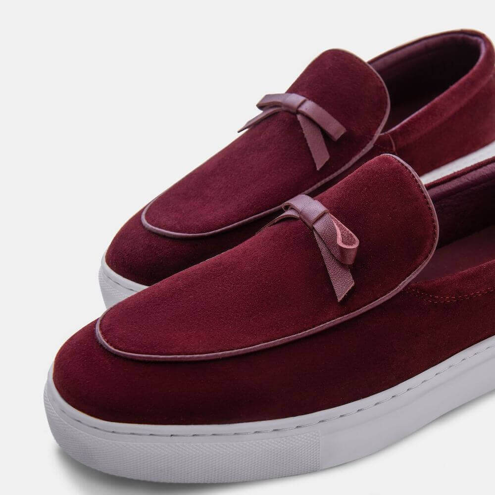 Odell Burgundy Suede Belgian Loafer Sneakers